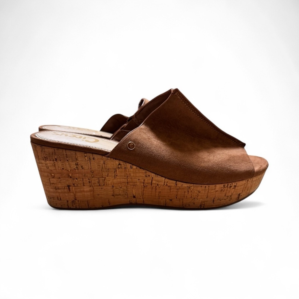Circus by Sam Edelman Brown Suede Cork Wedge Sandals Size 9.5